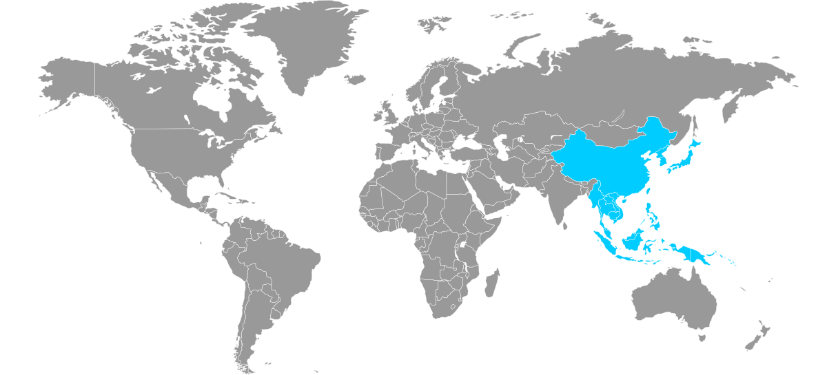 Weltkarte - Ostasien - bluechemGROUP